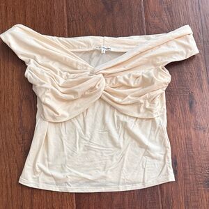 Reformation Cream Off-Shoulder Blouse